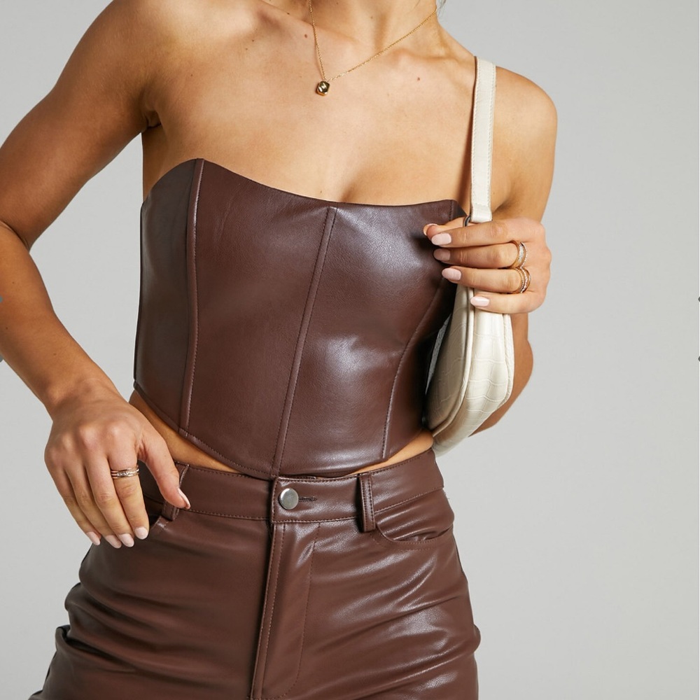 Showpo. | Lorrin Corset crop top faux leather